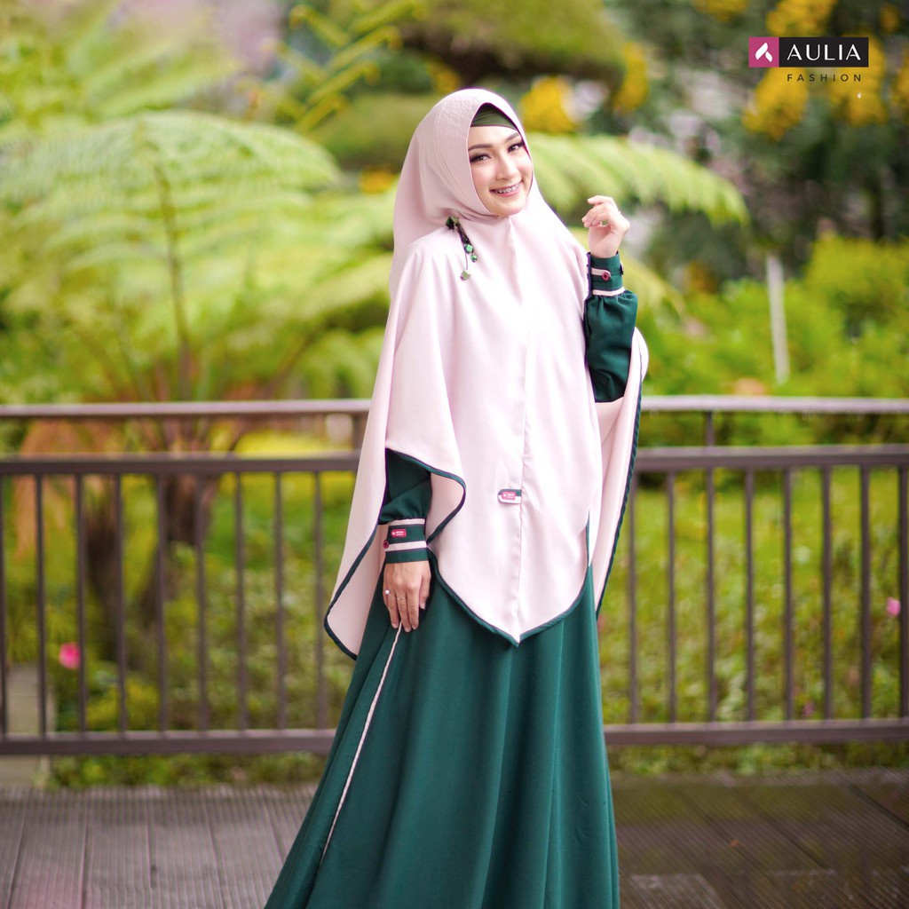 GAMIS ADZNA EMERALD BY AULIA FASHION/SET GAMIS SYARI PREMIUM BUSUI HIJAU POLOS KONDANGAN LEBARAN AULIA FASHION