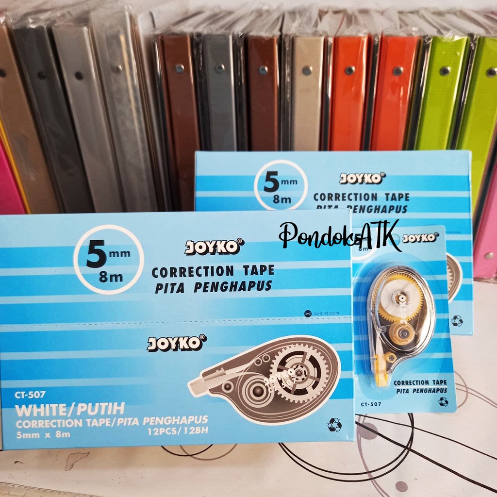 

Tip-ex Kertas Joyko Stipo Kertas Murah Correction Tape Tip ex roller Joyko CT-507 8m 5mm 1 Lusin