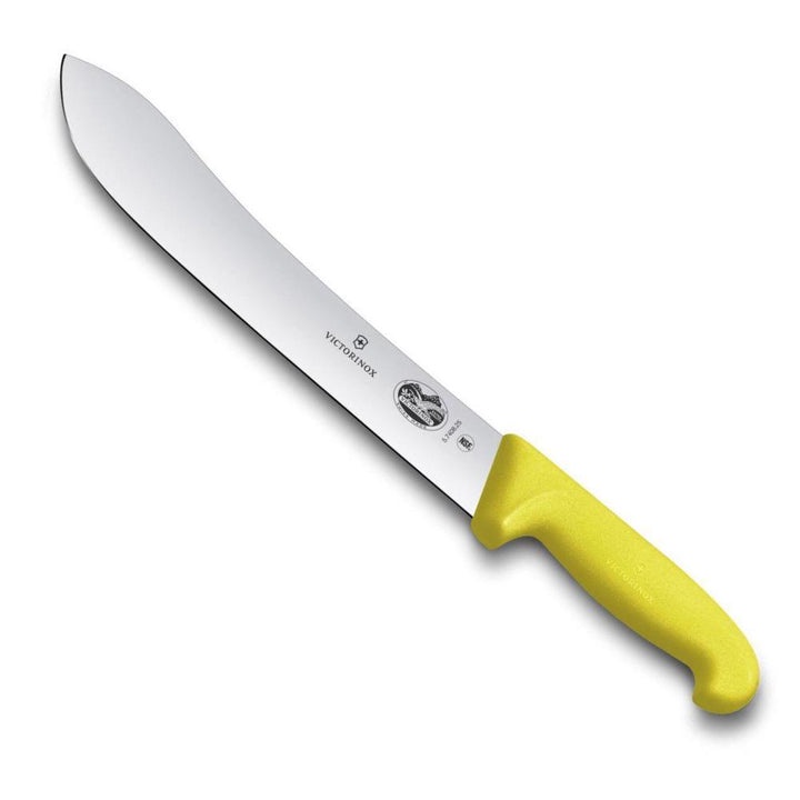 ID PISAU SEMBELIH BULLNOSE 25 CM VICTORINOX BUTCHER KNIFE 5.7408.25 YELLOW FIBROX HANDLE ORIGINAL