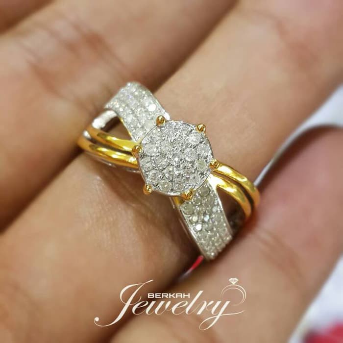 Cincin Wanita Kawin Nikah Original Emas Gold 18k Berlian Diamond Eropa Putih Asli DK1404