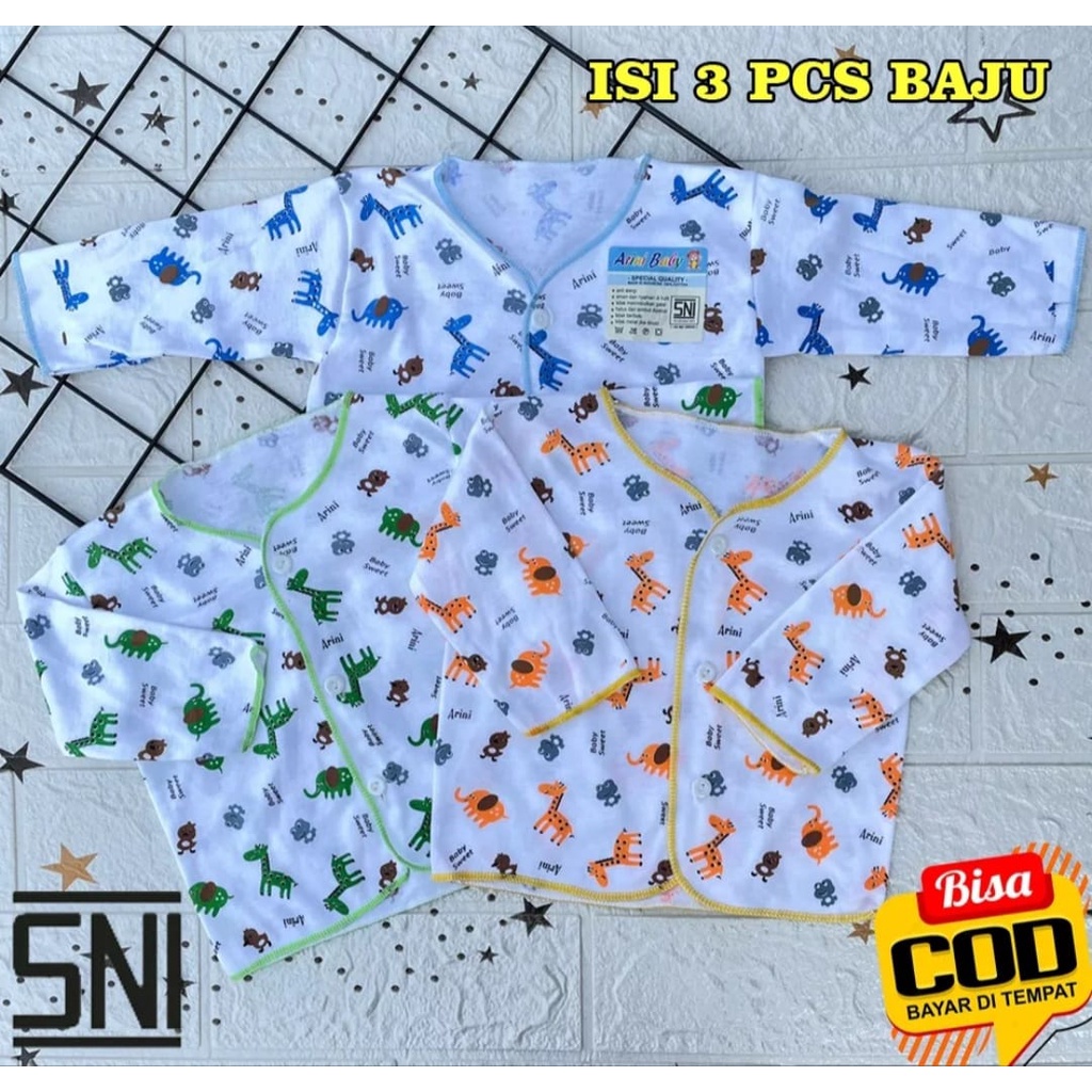 3 Pcs Baju Bayi Baru Lahir Newborn Lengan Panjang Asyam Baby