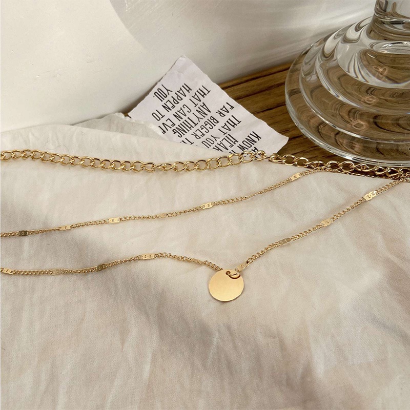 Kalung Rantai Emas Multilayer Dengan Liontin Koin Gaya Vintage Bohemian Untuk Wanita