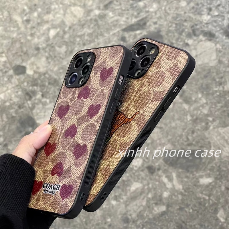 Case Bahan Kulit Motif Graffiti Hati Gaya Eropa Amerika Untuk IPhone 14 13 12 11 Pro 7 8 Plus X XR XS MAX