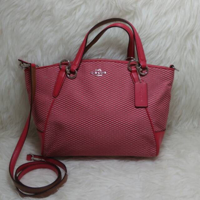 TAS COACH SMALL KELSEY F57244 MILK BRIGHT PINK AUTHENTIC 100%