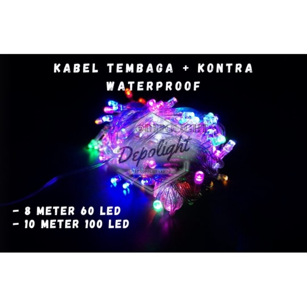 Lampu Hias LED 100 Lampu 10 meter dan 60 Lampu 8 Meter / Lampu Natal TUMBLR