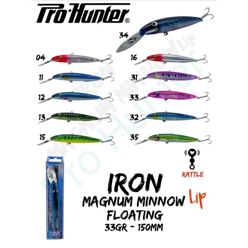 Hard Lure Minnow Pro Hunter Iron Magnum 33 Gram 15 CM Umpan Troling Casting Bukan
