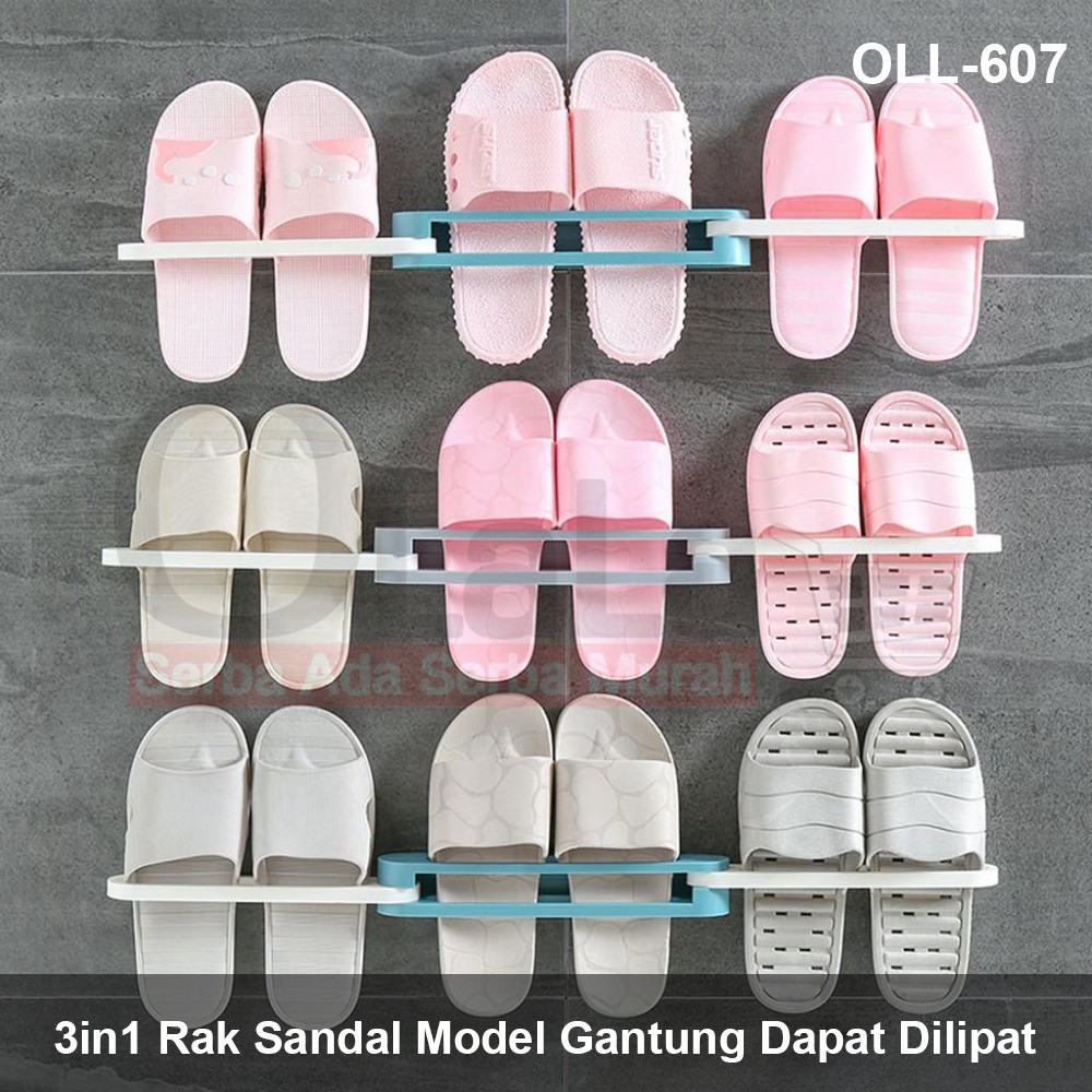 INDOMINI R357 HSGB Holder Rak Sepatu Tempat Penyimpanan Sendal Sepatu Tempel Dinding 3 in1