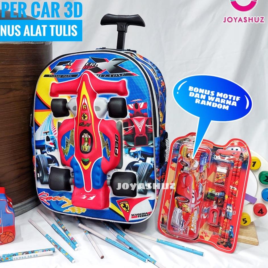 Super Luar Biasa Tas Troli Anak Laki Laki Super Car - Tas Troli 3 Dimensi - Tas Troli Sekolah Gratis Botol Minum - Ransel Anak Troli TK - Tas Troli Anak Karakter Super Car 3D - Tas Troli Gratis Botol Minum - Ransel Troli Keren - Ransel Troli Super Car - J