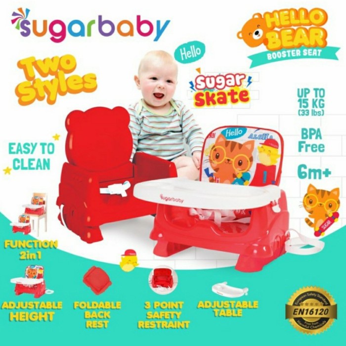 SUGAR BABY Sit On Me Folding Booster Seat Kursi Makan Bayi dengan Meja