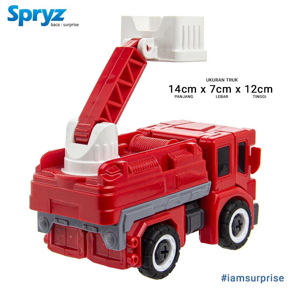 Spryz Revamp Robo Truck Red - Mainan Truk Robot Transformer DIY