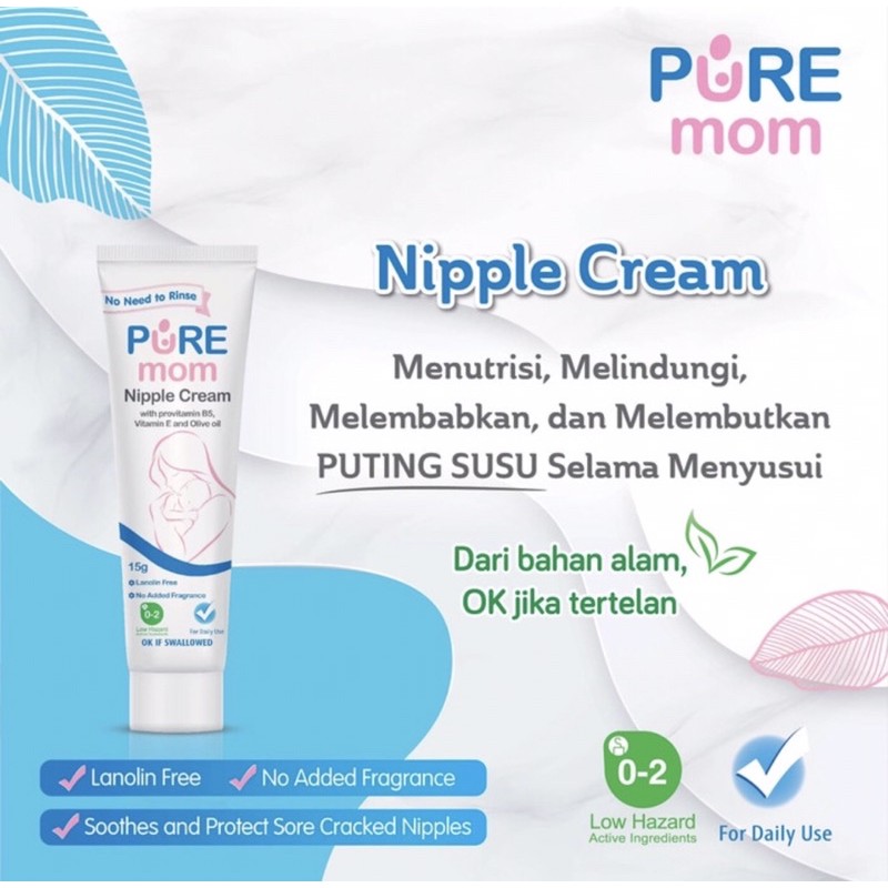 Puremom nipple cream 15 gram ( menutrisi &amp; melindungi puting susu )