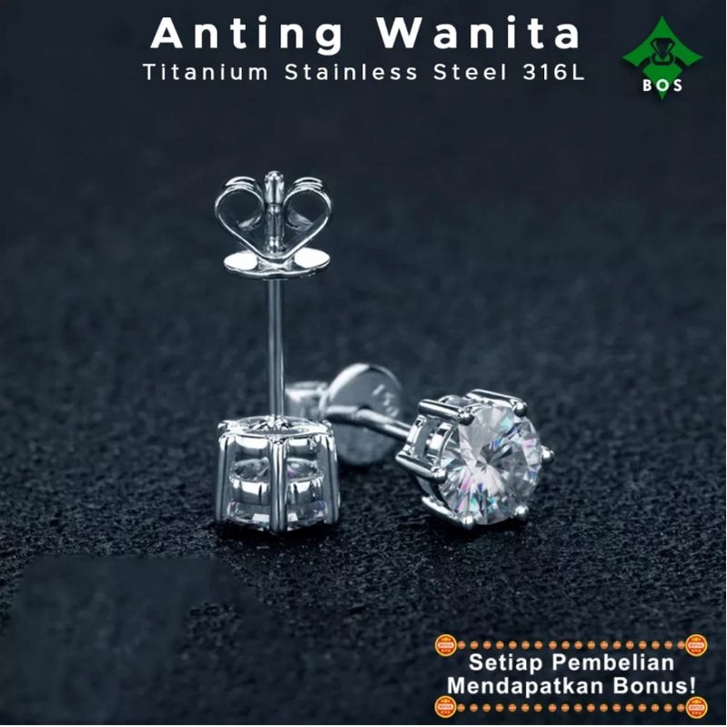 anting titanium asli anti luntur anti karat,(ANTING TUSUK SILVER),anting perhiasan fashion wanita terbaru, perhiasan wanita import