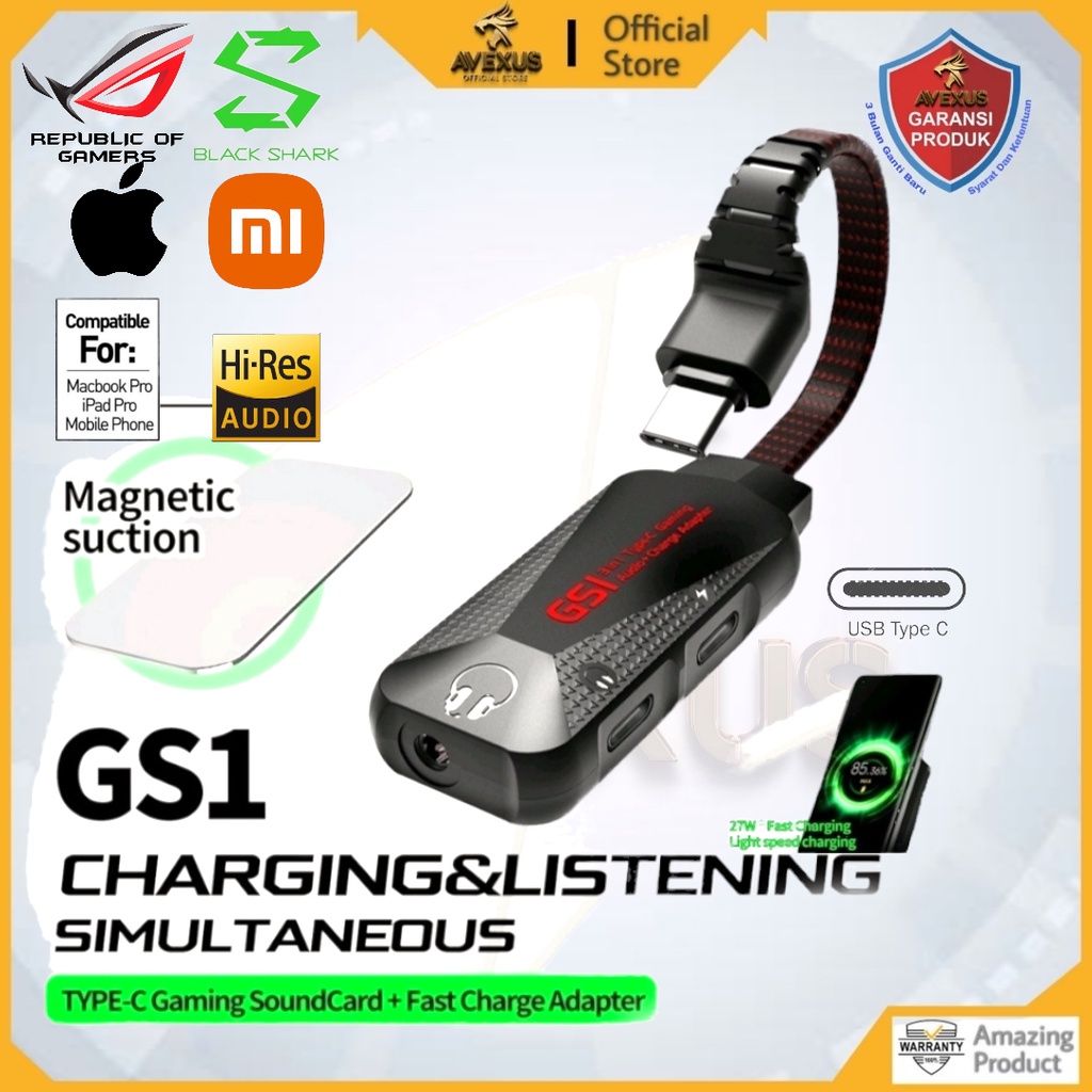 Type C 3 in 1 Fast Charging DAC & QC. 27 W PD 3.0 Fast Charging Protocol Hi-Res PLEXTONE GS1 Mark II