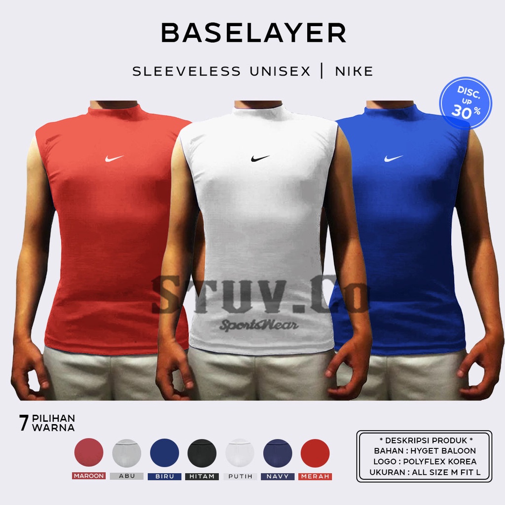 BASELAYER SLEEVELESS TANPA LENGAN SINGLET LEKBONG OLAHRAGA SEPAKBOLA FUTSAL BASKET BADMINTON