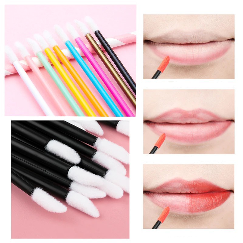 Mysterygirl - [Grosir] Disposable Lip Wand Brush Applicator Lip Brush Lipstick Lip Glossy Kuas Bibir / Aplikator Kuas Lipstik / Spoolie Lipstick