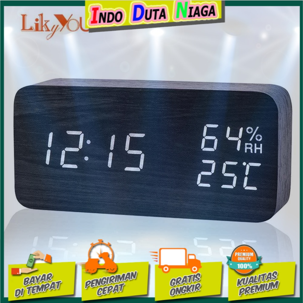 LUMINOVA Jam Meja Digital LED Clock Temperature Humidity Control -SQ70