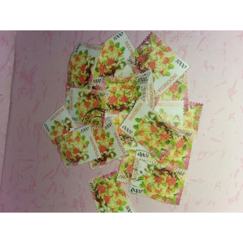 perangko bekas motif bunga thun 2001
