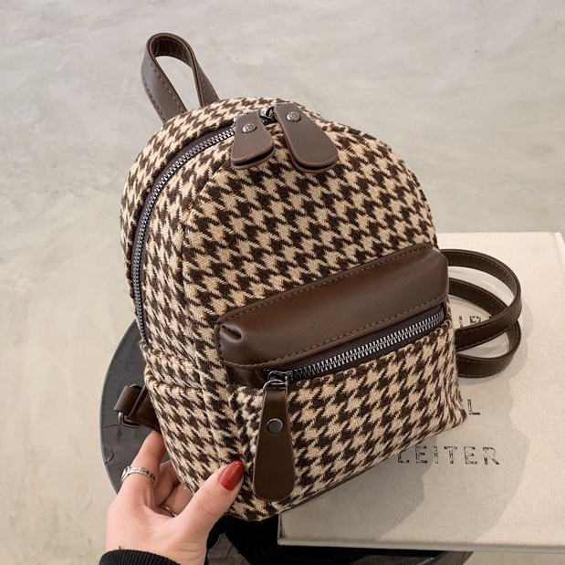 Ransel Wanita Model Korea Mini Bahan Velvet dengan Motif