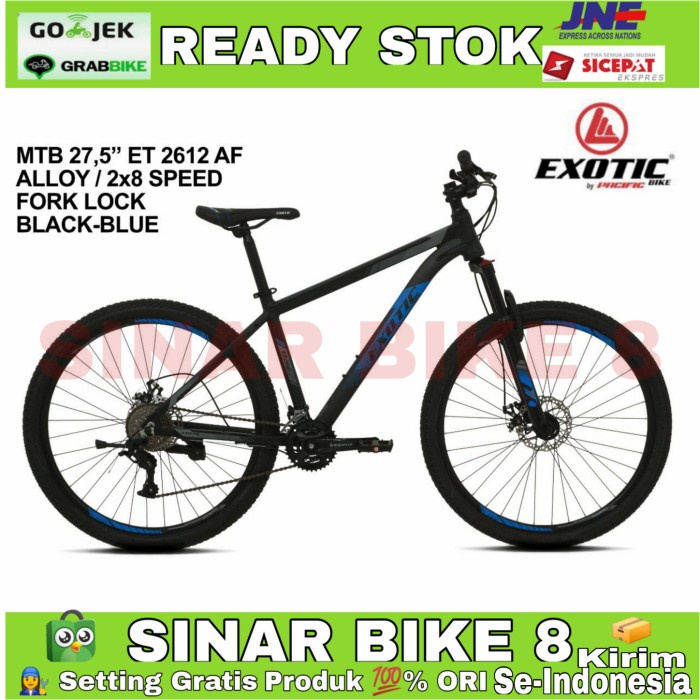 Sepeda Gunung 27,5" Inch MTB EXOTIC 2612 AF Alloy 16 Speed Fork Lock - Black Blue