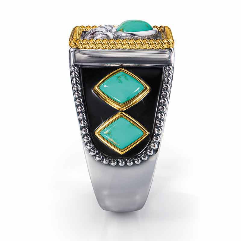 Cincin Desain Cakar Beruang Viking Warrior Turquoise Bahan Stainless Steel Untuk Pria