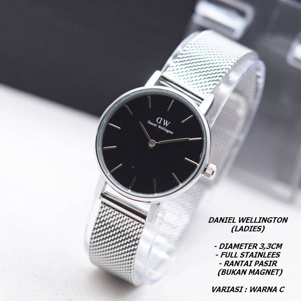 JAM TANGAN WANITA WD RANTAI PASIR ( NON MAGNET ) BODY BULAT POLOS