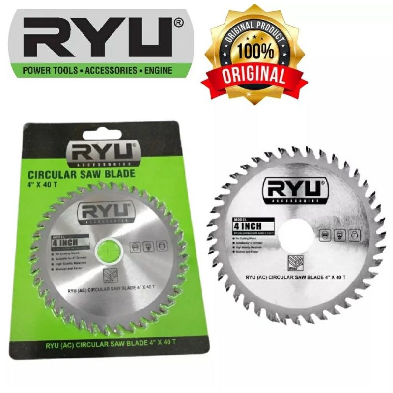 RYU Circular Saw 4&quot; X 40T Mata Circular Saw Blade Mata Potong Kayu Mata Gergaji Kayu Mata Gerinda  Multi Saw Blade Mata Circle 4 Inch 24T Ryu Tekiro