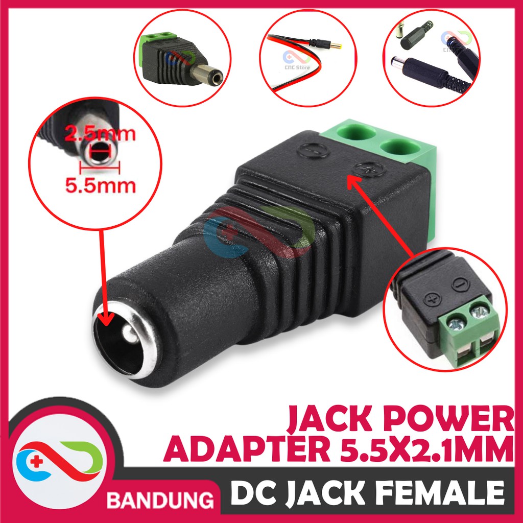 DC JACK FEMALE POWER ADAPTER 5.5X2.1MM BAUT SOCKET SOKET BETINA 2.1X5.