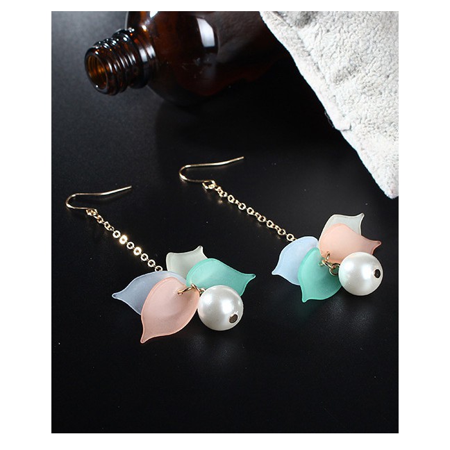 LRC Anting Gantung Fashion Flower Shape Decorated Earrings