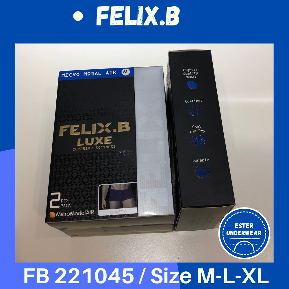 Celana Boxer Pria Felix B  FB 221045 Bahan Micro modal Air Isi-2 PCS