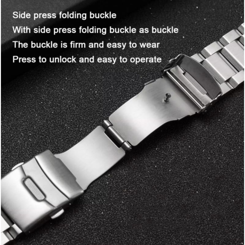 Solid Tali Jam 20mm Watch Strap Samsung Galaxy Watch 4 40mm 44mm - Metal Stainless Steel Padat