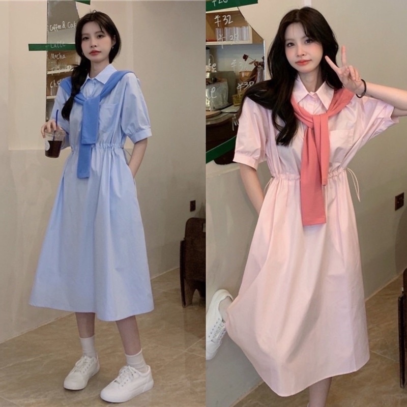 SCARF DRESS IMPORT WANITA GAUN TERUSAN SIMPLE MX546