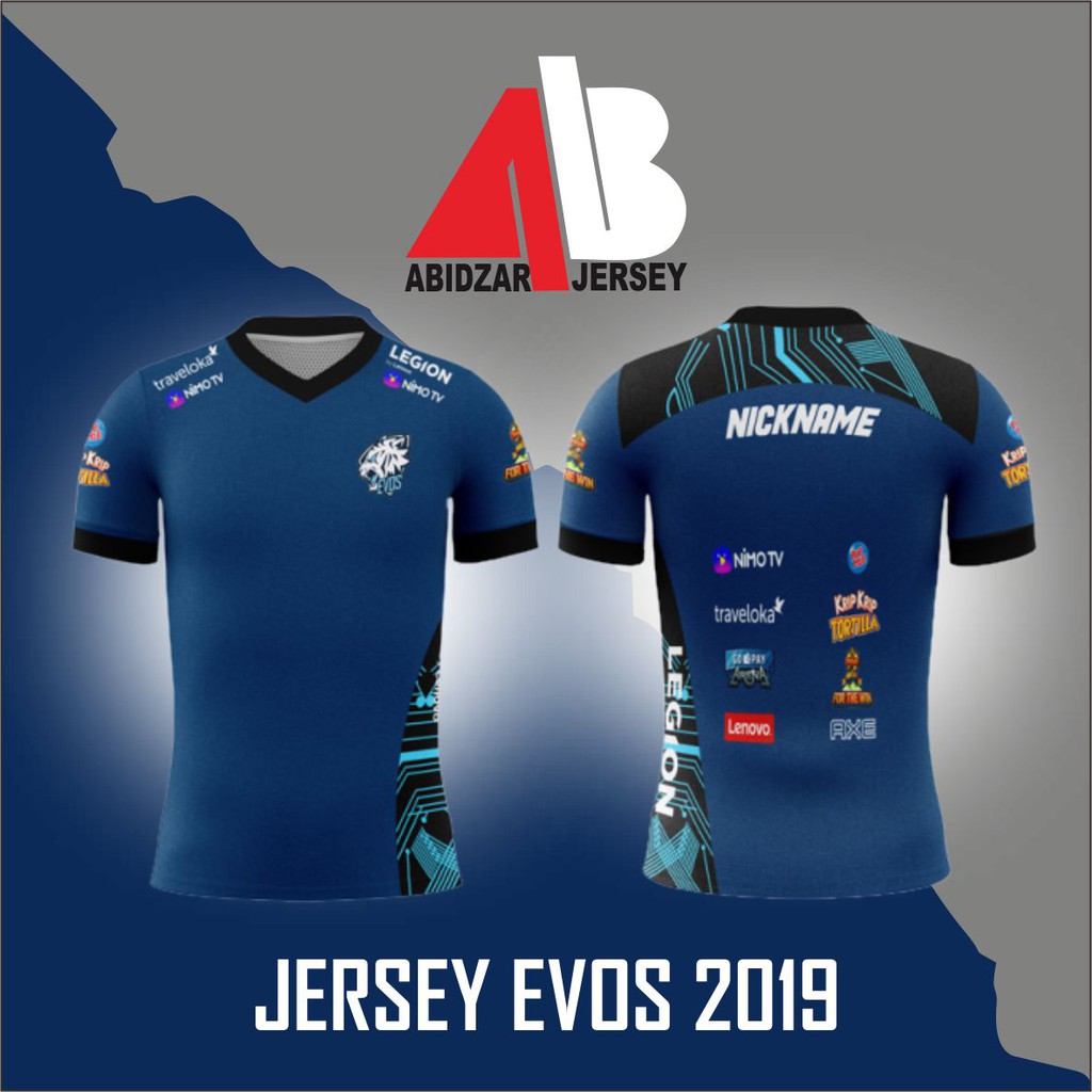Jersey EVOS terbaru 2019 baju kaos gaming evos rrq onic free fire mlbb pubg aov bonus stiker evos