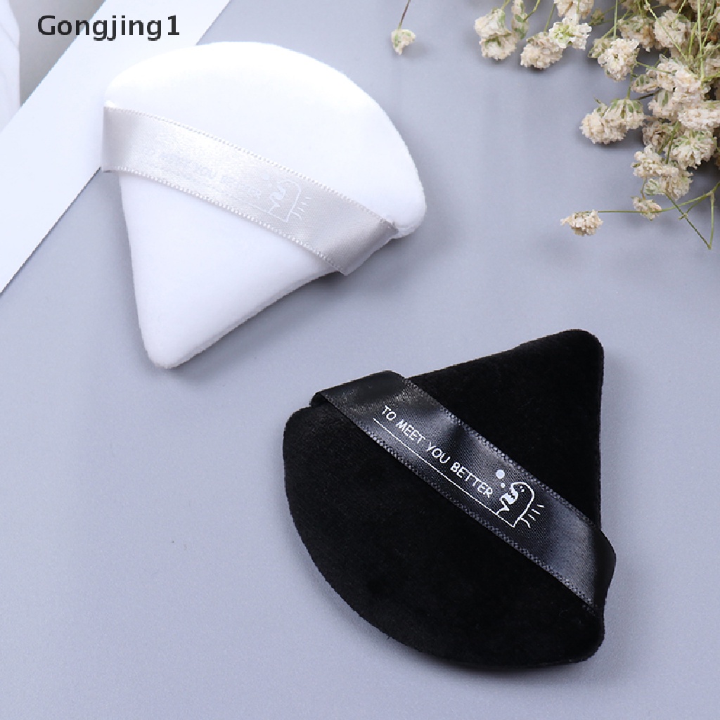 Gongjing1 Spons Puff Makeup mini Bentuk Segitiga Bahan Katun Velvet Satin