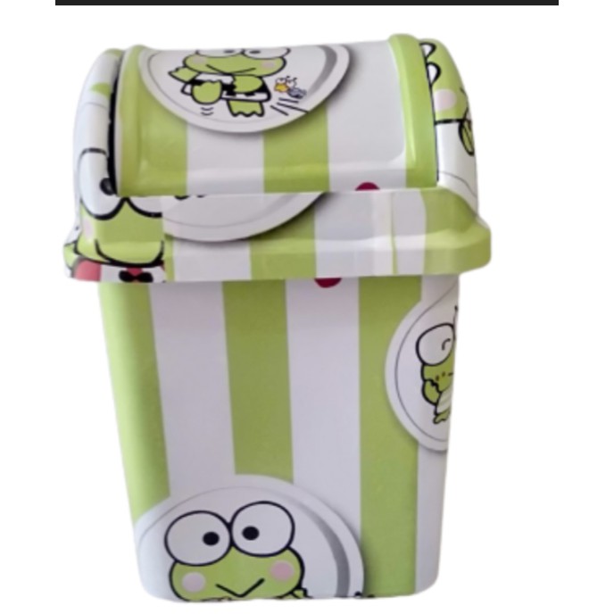 Tempat Sampah Karakter Keropi Bahan Plastik Tebal Model Tutup Goyang Tong Sampah