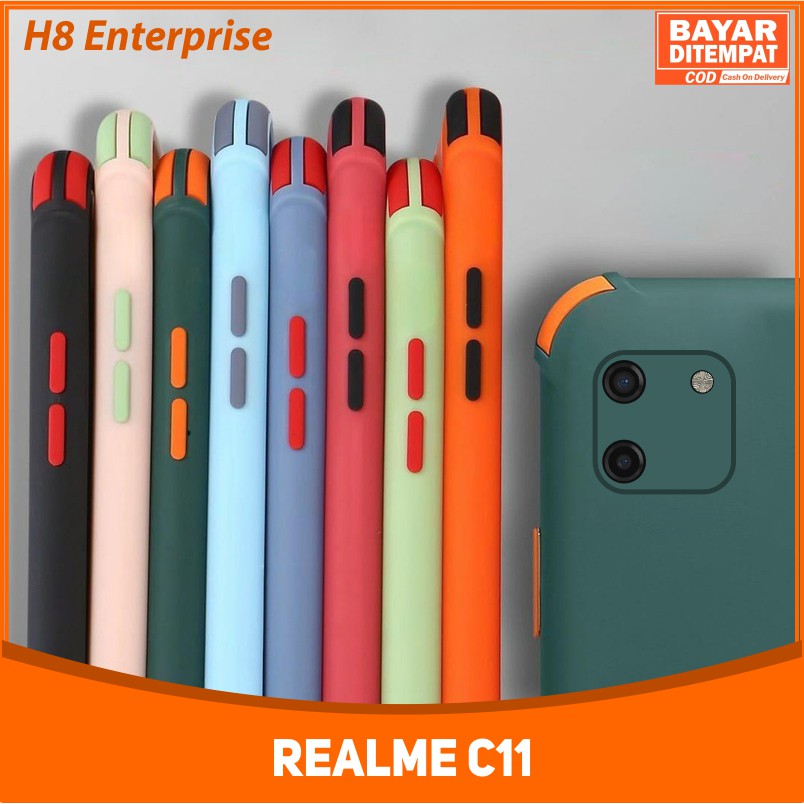 Soft Case Crack Macaron 2Tone Realme C11 Dengan Bumper Protect Pelindung Camera