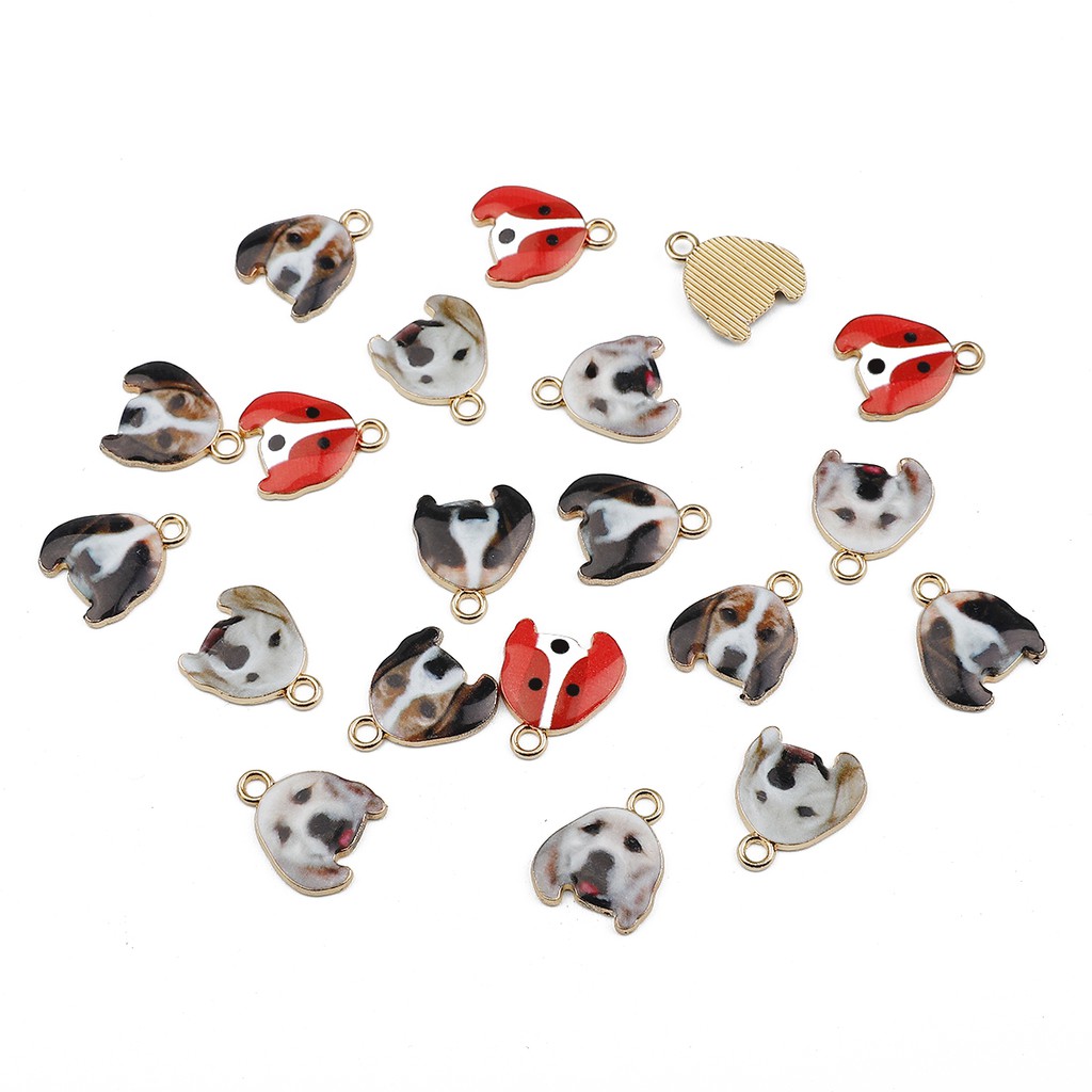 4pcs Charms Enamel Bentuk Anjing Bahan Alloy Warna Emas Untuk Membuat Perhiasan Kalung Dan Gelang