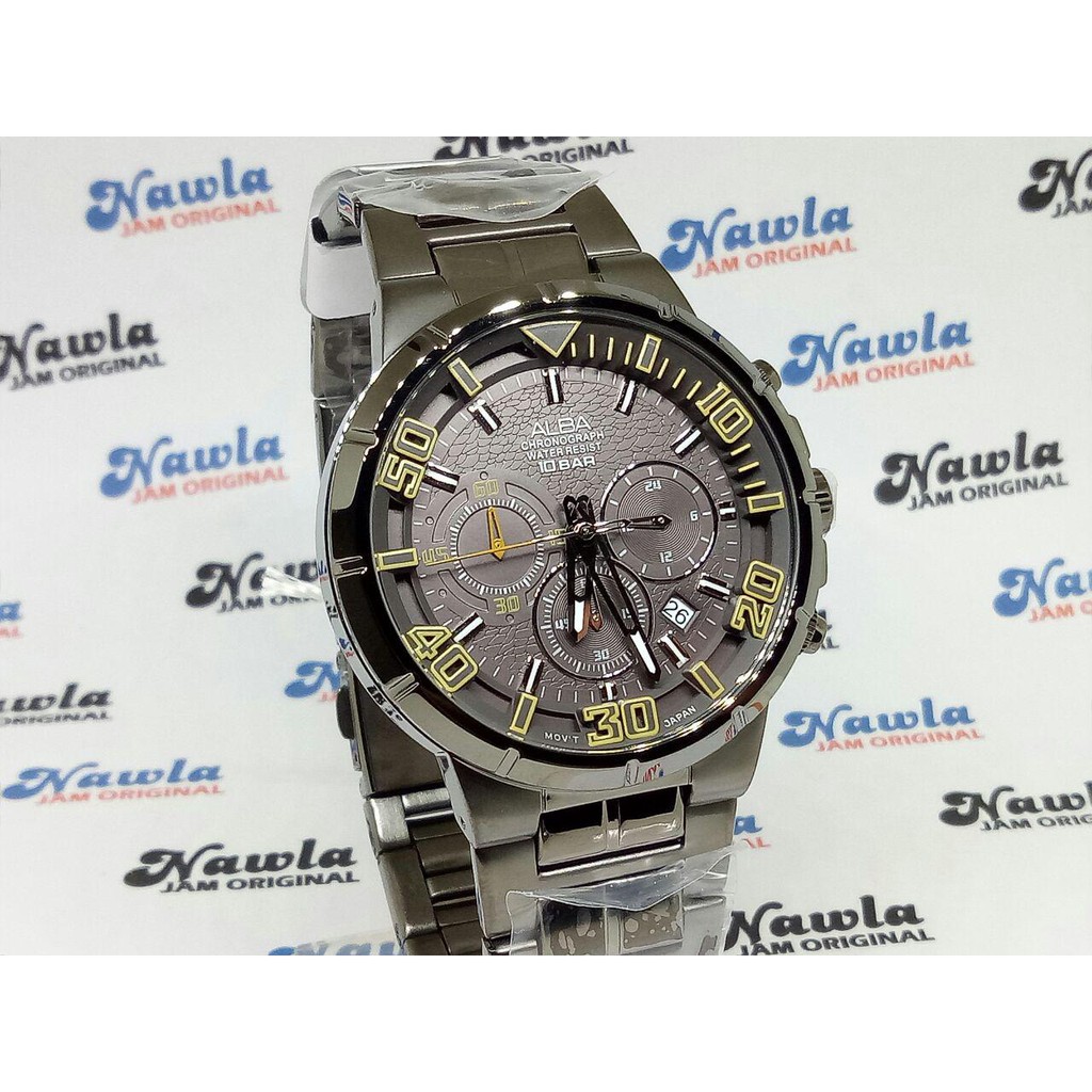 Alba Quartz AT3D81X1 Chronograph Black Stainless - Jam Tangan Pria AT3D81