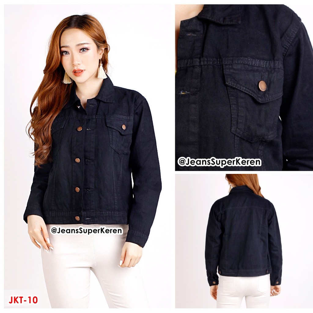 Jaket Jeans Wanita Jaket Jeans Hitam Atasan Denim Wanita