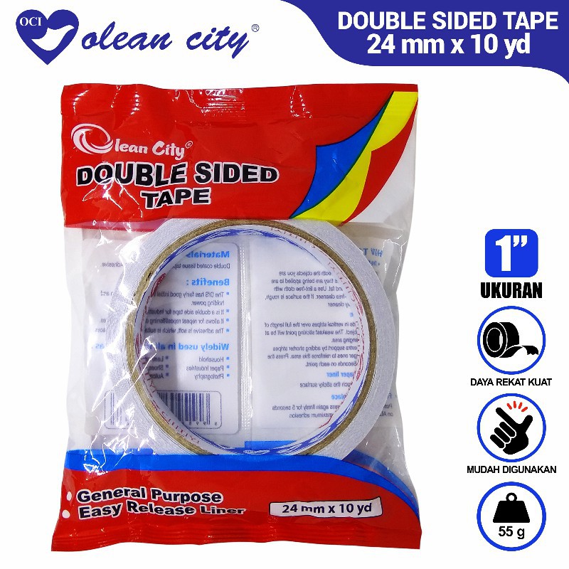 

[PCS] OLEAN CITY / OCI DOUBLE TAPE 24MM / 1X10 SOLASI ISOLASI DOUBLE SIDE TAPE*