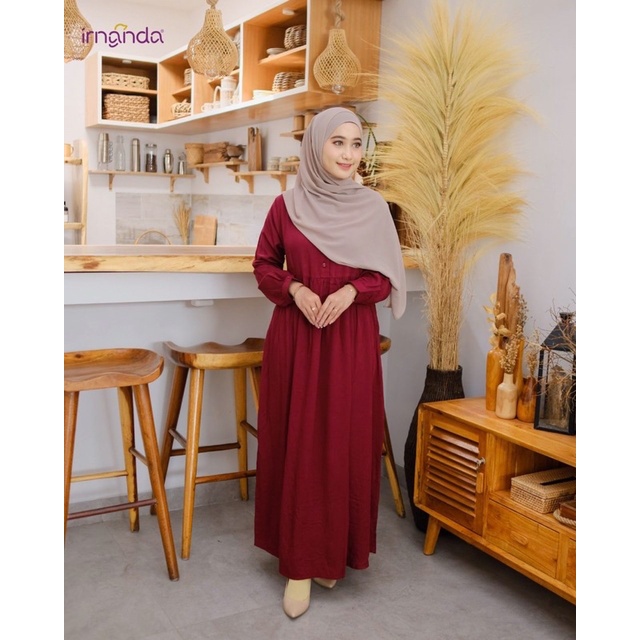 Dress Hanum, Bahan Rayon twill premium LD 110 PB 140