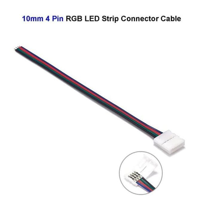 Terbaru Konektor Klip LED Strip RGB SMD 5050 / 5730 10mm 4 Pin Kabel 15cm RGB murah berkualitas