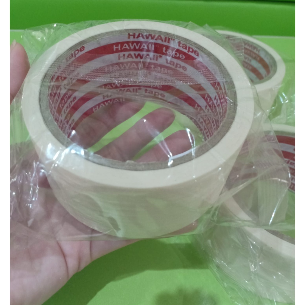 

LAKBAN KERTAS 2 INCH BESAR / MASKING TAPE MERK HAWAI / PER ROLL