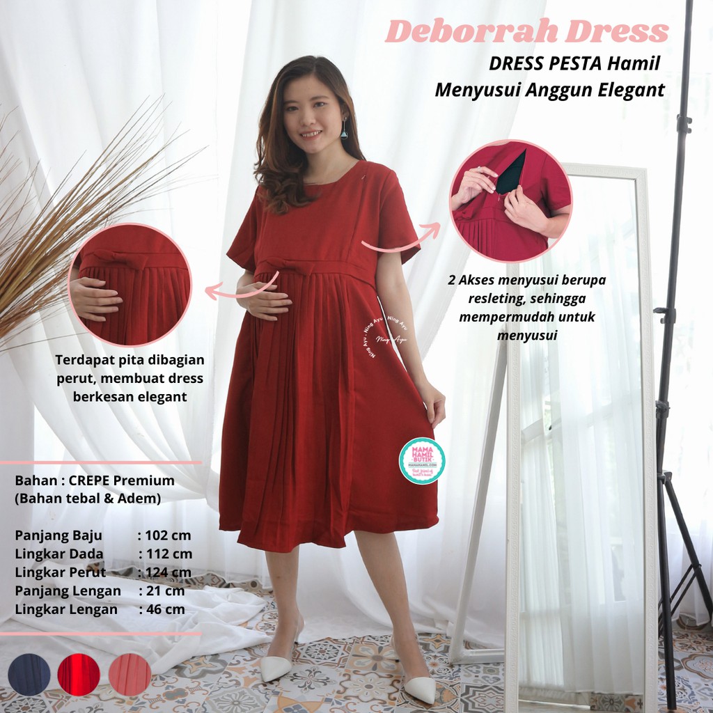 Mamahamil Deborah Dress Baju Hamil Menyusui Modis Casual Plisket Cantik Pesta Katun Dro 994 Shopee Indonesia