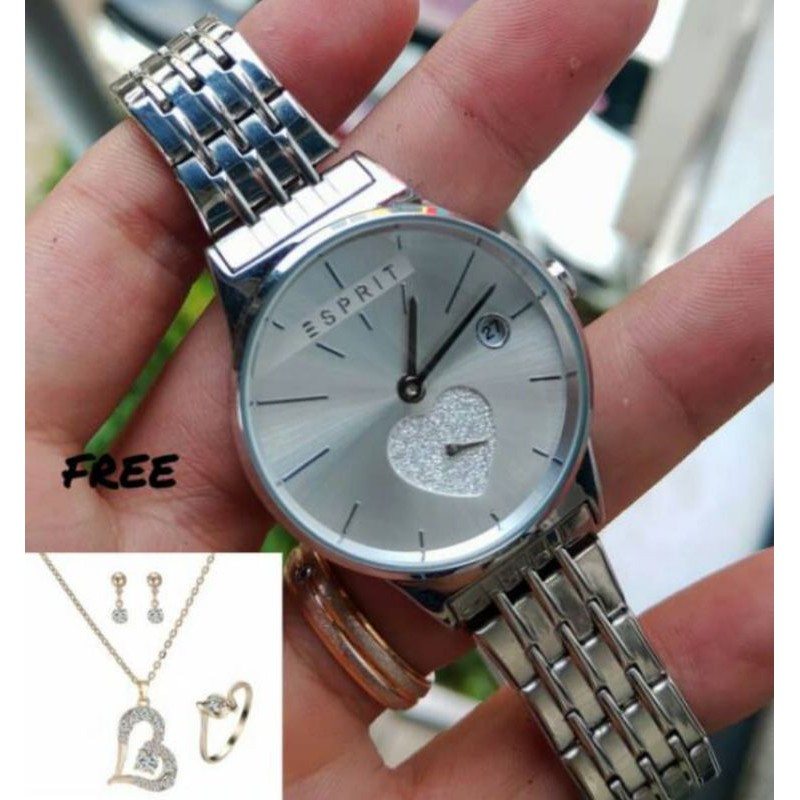 jam tangan terbaru Esprit free gelang + box d.3.3cm. 165rb