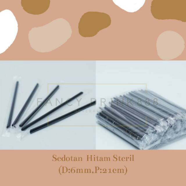 Sedotan hitam runcing steril / sedotan hitam steril