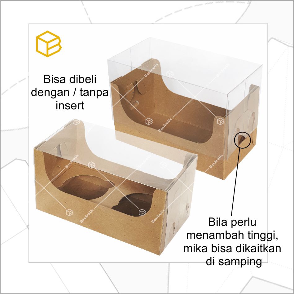 BOX CUPCAKE ISI 2 | Dus Muffin Cake Box Packaging Roti Bolu Tart | WB170909 (10pc)