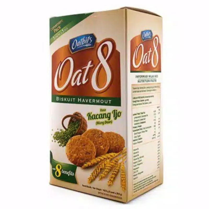 oatbits oat 8 kacang hijau / almond 142 gram (5x28,5 gram)