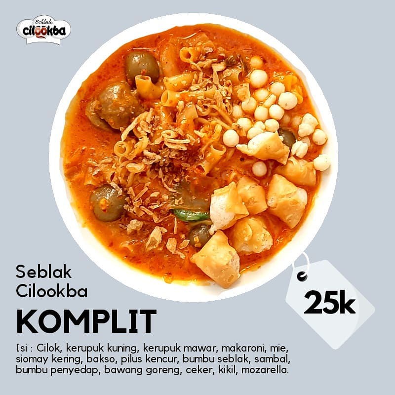 Seblak Cilookba Bogor (Aci Cilok) KOMPLIT (CEKER, KIKIL, MOZARELLA) - Instan - Asli Bandung