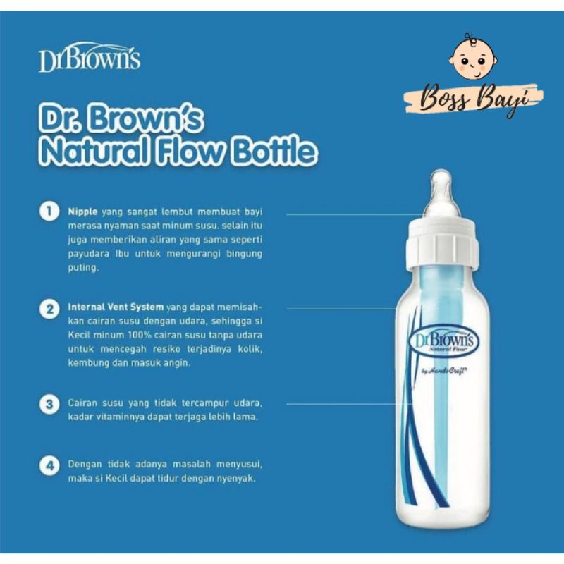 DR BROWNS Botol Natural Flow 60ml /120ml Interval Vent System Biru - Botol Dot Bayi Anak