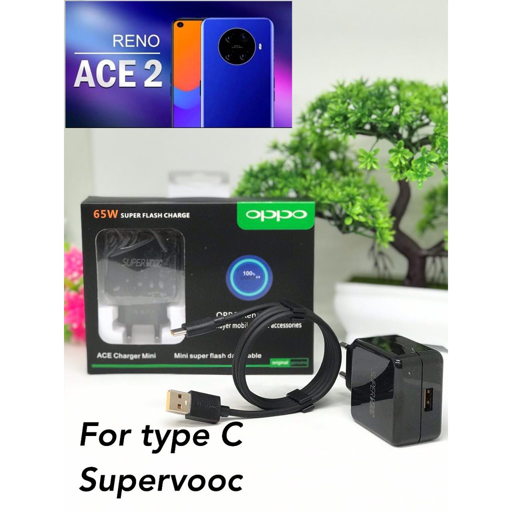 CHARGER CASAN OPPO R17PRO SUPER VOOC 65W RENO ACE 2 TYPE C DAN MICRO USB BLACK EDITION